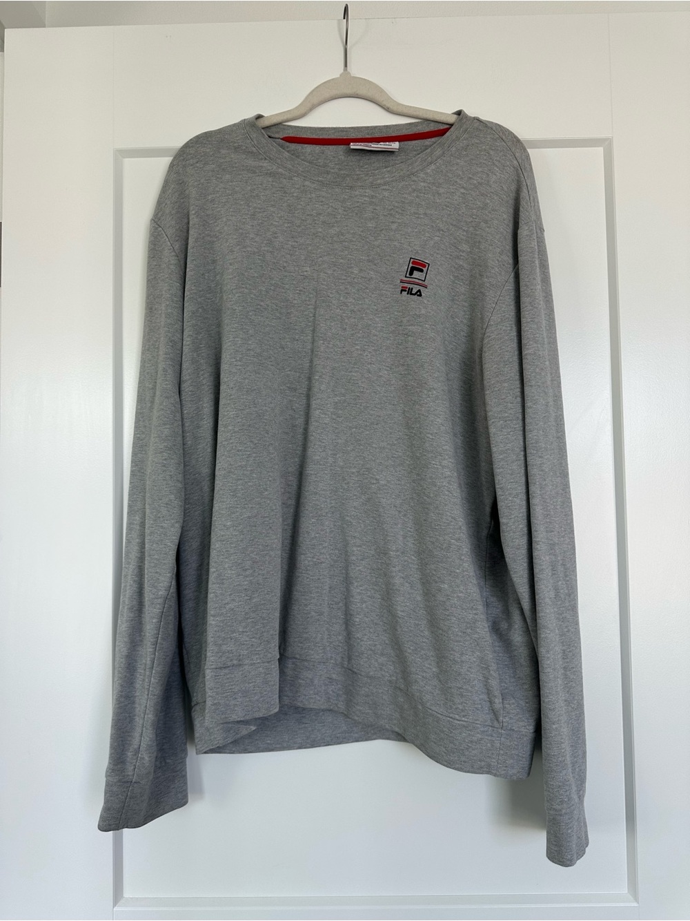 FILA Men's Heather Gray Crewneck Sweatshirt with Red Trim Logo